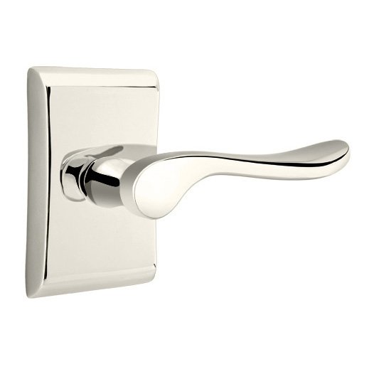Single Dummy Right Handed Luzern Door Lever With Neos Rose in Polished Nickel
