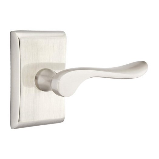 Single Dummy Right Handed Luzern Door Lever With Neos Rose in Satin Nickel