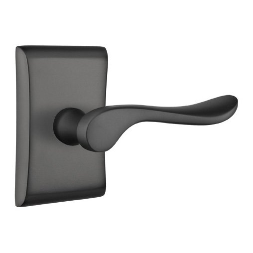 Single Dummy Right Handed Luzern Door Lever With Neos Rose in Flat Black