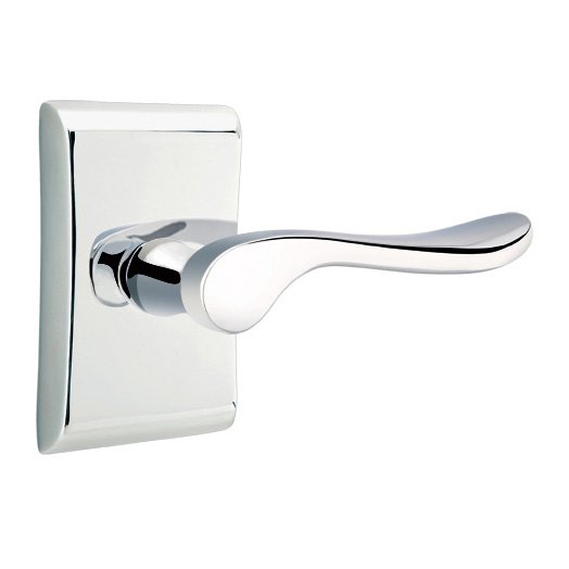 Single Dummy Right Handed Luzern Door Lever With Neos Rose in Polished Chrome