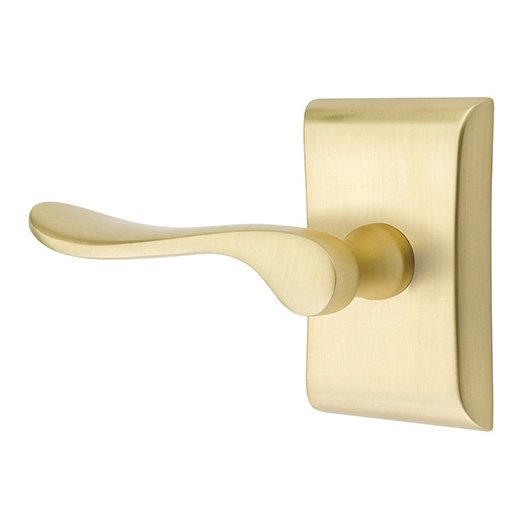 Single Dummy Left Handed Luzern Door Lever With Neos Rose in Satin Brass