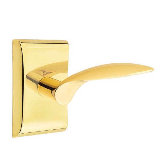 Single Dummy Right Handed Mercury Door Lever With Neos Rose in Unlacquered Brass