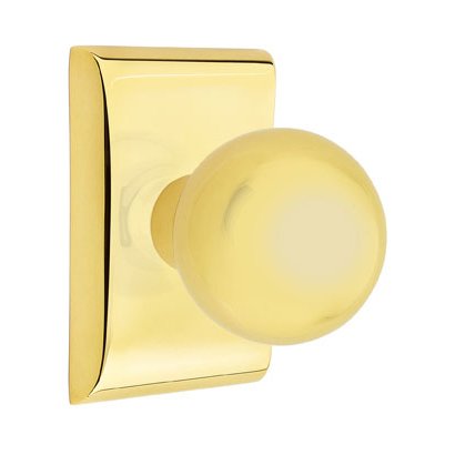 Single Dummy Orb Door Knob With Neos Rose in Unlacquered Brass