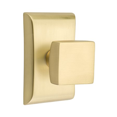 Single Dummy Square Door Knob With Neos Rose in Satin Brass