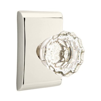 Astoria Double Dummy Door Knob with Neos Rose in Polished Nickel