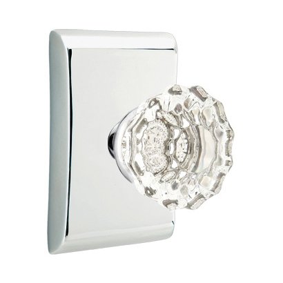 Astoria Double Dummy Door Knob with Neos Rose in Polished Chrome