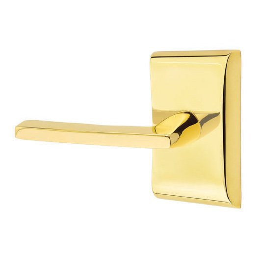 Double Dummy Helios Door Left Handed Lever With Neos Rose in Unlacquered Brass