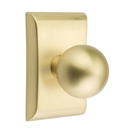 Double Dummy Orb Door Knob With Neos Rose in Satin Brass