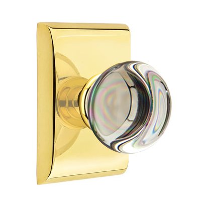 Providence Double Dummy Door Knob with Neos Rose in Unlacquered Brass