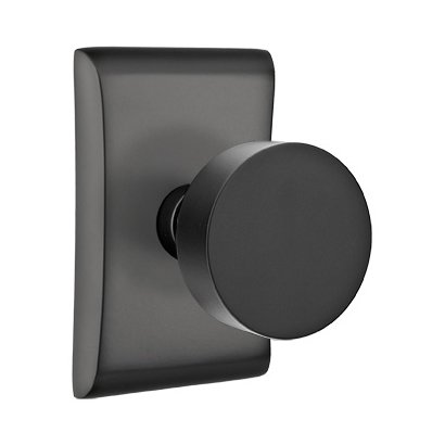 Double Dummy Round Door Knob With Neos Rose in Flat Black