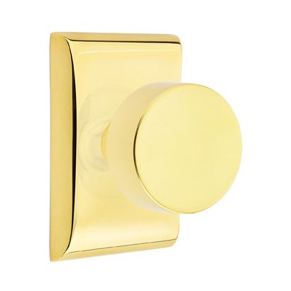 Double Dummy Round Door Knob With Neos Rose in Unlacquered Brass