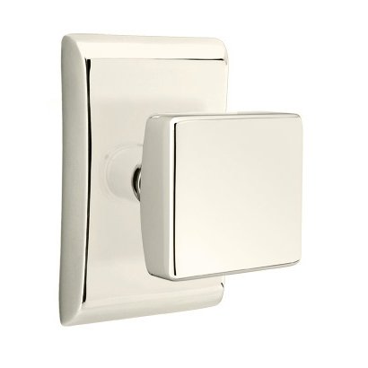 Double Dummy Square Door Knob And Neos Rose in Polished Nickel