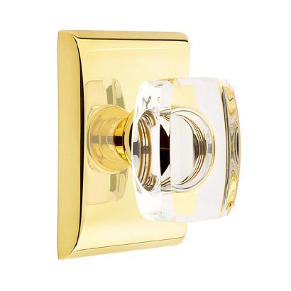 Windsor Double Dummy Door Knob with Neos Rose in Unlacquered Brass