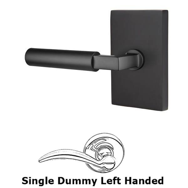 Single Dummy Left Handed Hercules Door Lever With Modern Rectangular Rose in Flat Black