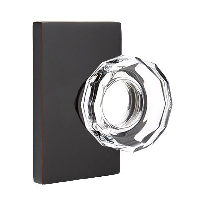 Single Dummy Lowell Door Knob with Modern Rectangular Rose in Oil Rubbed Bronze