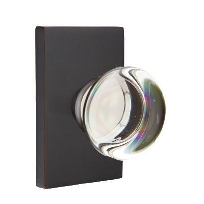 Single Dummy Providence Door Knob with Modern Rectangular Rose in Oil Rubbed Bronze