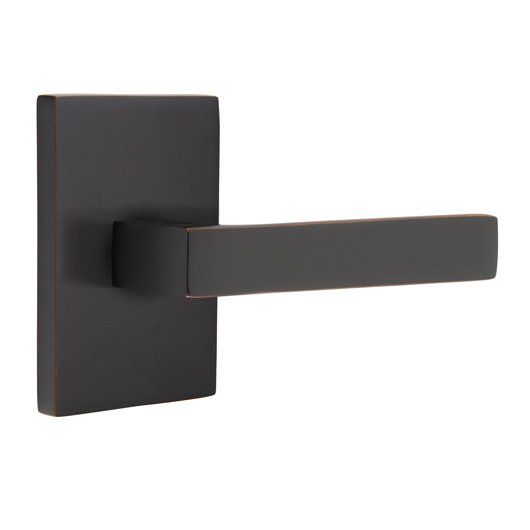 Single Dummy Dumont Right Handed Lever with Modern Rectangular Rose in Oil Rubbed Bronze