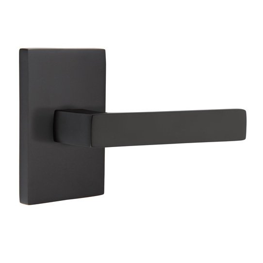 Single Dummy Dumont Right Handed Lever with Modern Rectangular Rose in Flat Black