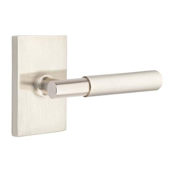 Single Dummy Myles Right Handed Lever with Modern Rectangular Rose in Satin Nickel