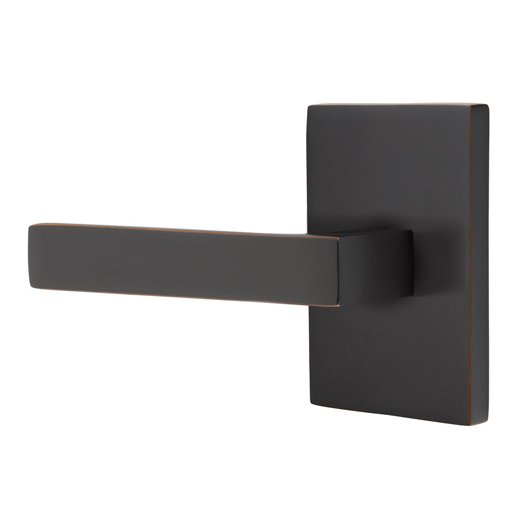 Double Dummy Dumont Left Handed Lever with Modern Rectangular Rose in Oil Rubbed Bronze