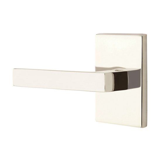 Double Dummy Dumont Left Handed Lever with Modern Rectangular Rose in Polished Nickel