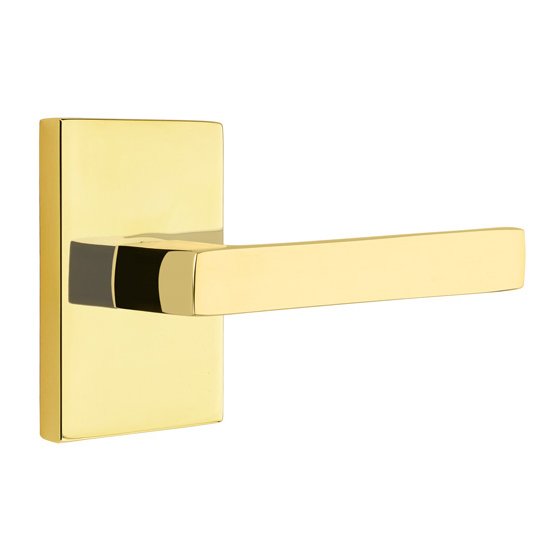 Double Dummy Dumont Right Handed Lever with Modern Rectangular Rose in Unlacquered Brass