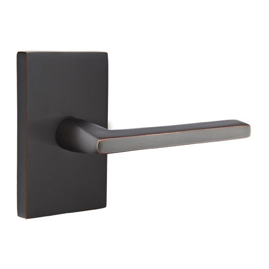 Double Dummy Helios Door Right Handed Lever With Modern Rectangular Rose in Oil Rubbed Bronze