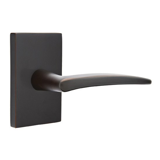 Double Dummy Poseidon Door Right Handed Lever With Modern Rectangular Rose in Oil Rubbed Bronze
