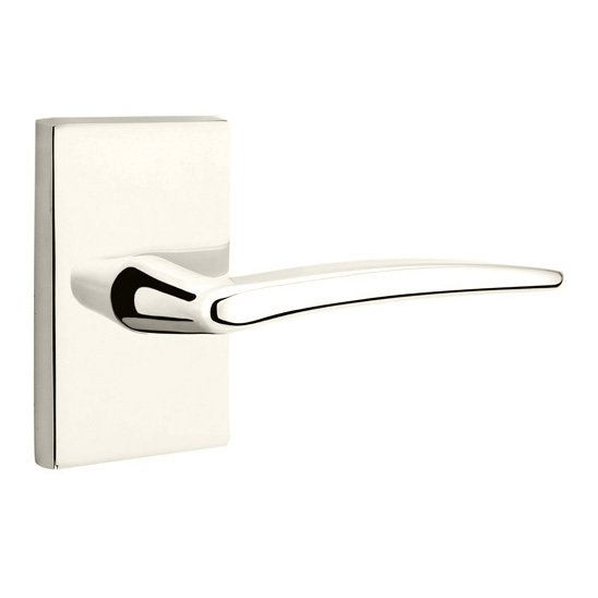 Double Dummy Poseidon Door Right Handed Lever With Modern Rectangular Rose in Polished Nickel
