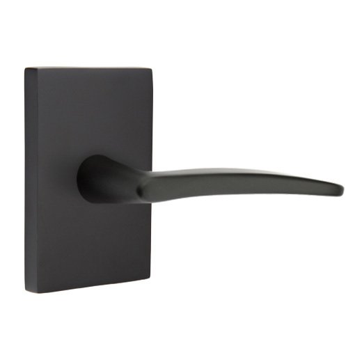 Double Dummy Poseidon Door Right Handed Lever With Modern Rectangular Rose in Flat Black