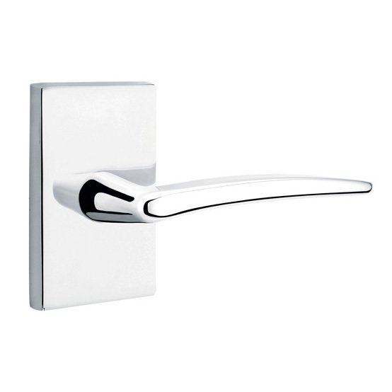 Double Dummy Poseidon Door Right Handed Lever With Modern Rectangular Rose in Polished Chrome