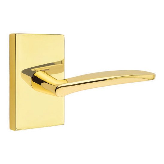 Double Dummy Poseidon Door Right Handed Lever With Modern Rectangular Rose in Unlacquered Brass