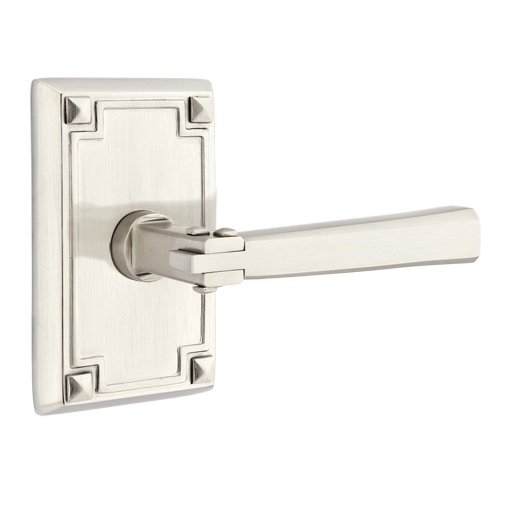 Single Dummy  Right Handed Arts & Crafts Door Lever with Arts & Crafts Rectangular Rose in Satin Nickel