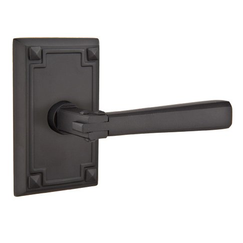 Single Dummy  Right Handed Arts & Crafts Door Lever with Arts & Crafts Rectangular Rose in Flat Black