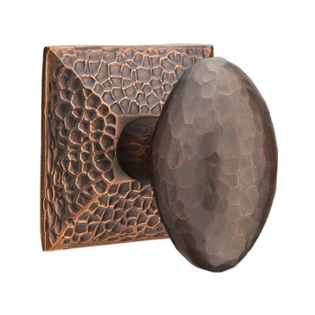 Single Dummy  Hammered Egg Door Knob with Hammered Rose in Oil Rubbed Bronze