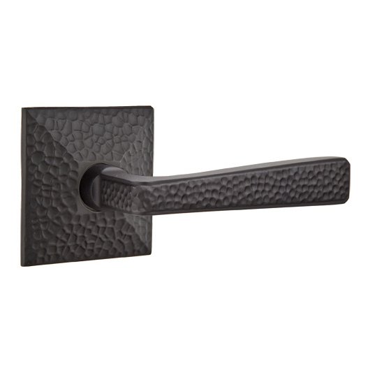 Right Handed Single Dummy  Hammered Door Lever with Hammered Rose in Flat Black