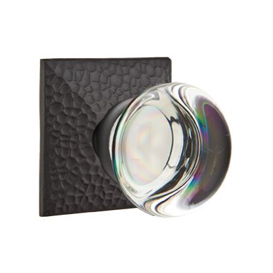 Providence Double Dummy Door Knob with Hammered Rose in Flat Black