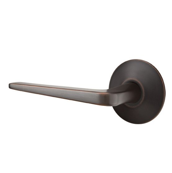 Single Dummy Left Handed Athena Door Lever With Modern Rose in Oil Rubbed Bronze