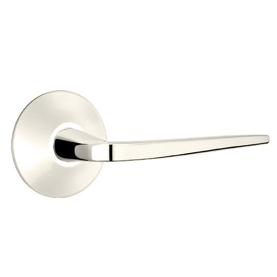 Single Dummy Right Handed Athena Door Lever With Modern Rose in Polished Nickel