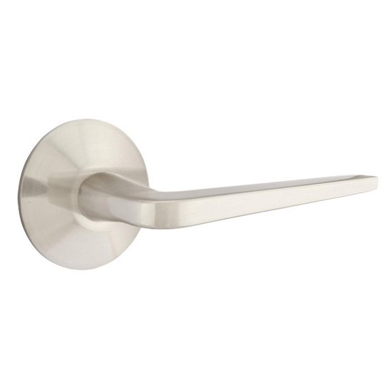 Single Dummy Right Handed Athena Door Lever With Modern Rose in Satin Nickel