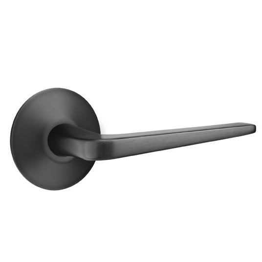 Single Dummy Right Handed Athena Door Lever With Modern Rose in Flat Black