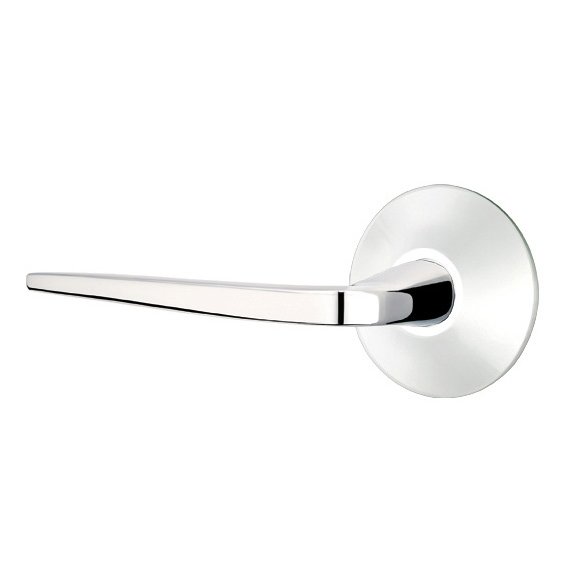 Single Dummy Left Handed Athena Door Lever With Modern Rose in Polished Chrome