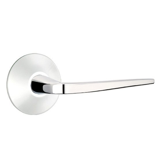 Single Dummy Right Handed Athena Door Lever With Modern Rose in Polished Chrome