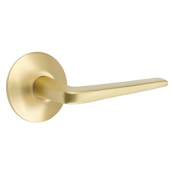 Single Dummy Right Handed Athena Door Lever With Modern Rose in Satin Brass
