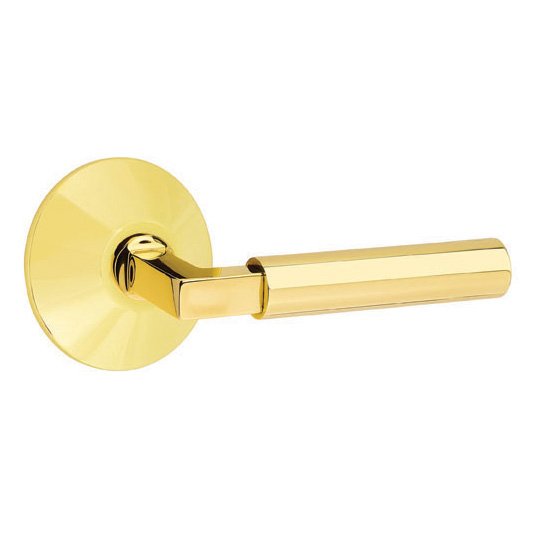 Single Dummy Right Handed Hercules Door Lever With Modern Rose in Unlacquered Brass