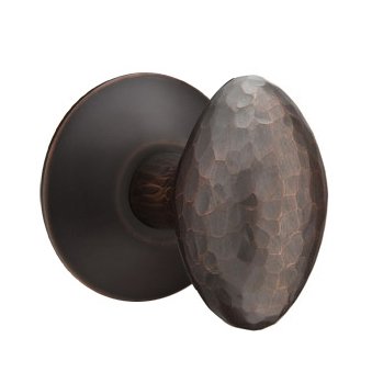 Single Dummy Hammered Egg Door Knob With Modern Rose in Oil Rubbed Bronze