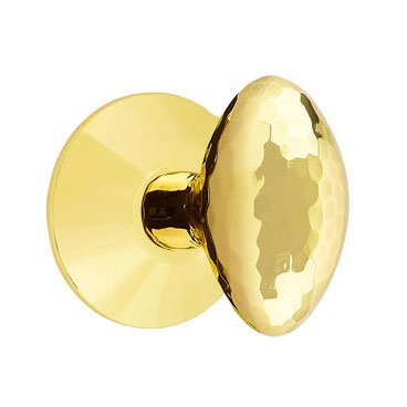 Single Dummy Hammered Egg Door Knob With Modern Rose in Unlacquered Brass