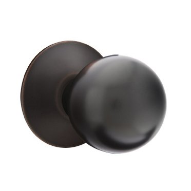 Single Dummy Orb Door Knob With Modern Rose in Oil Rubbed Bronze