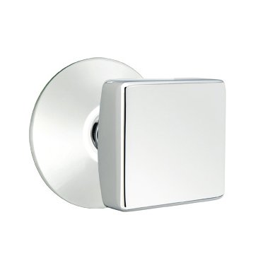 Single Dummy Square Door Knob With Modern Rose in Polished Chrome