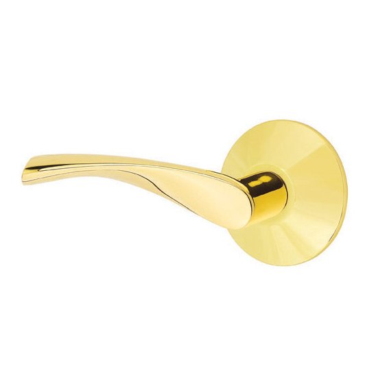 Single Dummy Left Handed Triton Door Lever With Modern Rose in Unlacquered Brass